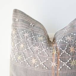 Tribal Embroidery Hand Woven Striped Natural Dye Color Pillow Cover - thumbnail 2