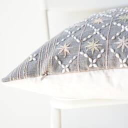 Tribal Embroidery Hand Woven Striped Natural Dye Color Pillow Cover - thumbnail 3