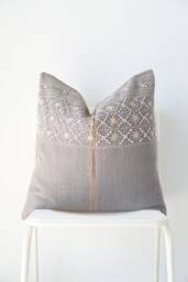Tribal Embroidery Hand Woven Striped Natural Dye Color Pillow Cover - thumbnail 1