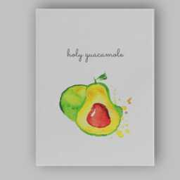 Watercolour Holy Guacamole Avocado Kitchen Quote Canvas Wall Art Print Decor Picture Ready To Hang - thumbnail 1