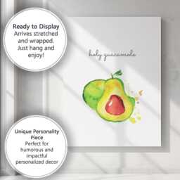 Watercolour Holy Guacamole Avocado Kitchen Quote Canvas Wall Art Print Decor Picture Ready To Hang - thumbnail 3