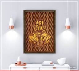 Lakshmi/Laxmi Artifact - Goddess Of Wealth & Fortune 4 Feet Large Wood Carving Home Decor Wall Hanging Art For Abundance - thumbnail 1