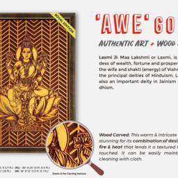 Lakshmi/Laxmi Artifact - Goddess Of Wealth & Fortune 4 Feet Large Wood Carving Home Decor Wall Hanging Art For Abundance - thumbnail 2