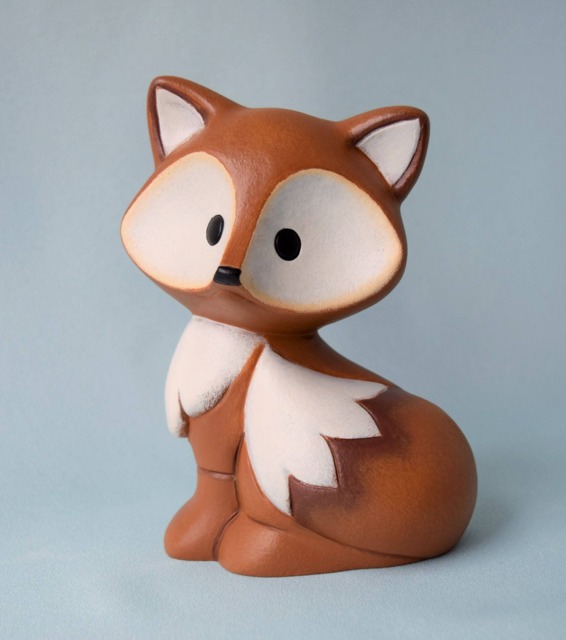 Adorable Ceramic Fox Figurine Woodland Decor, Baby Shower Gift, Cake Topper, Home Accent - image 1