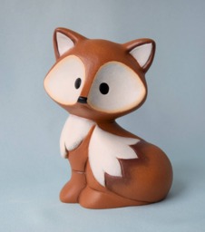Adorable Ceramic Fox Figurine Woodland Decor, Baby Shower Gift, Cake Topper, Home Accent - thumbnail 1