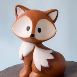 Adorable Ceramic Fox Figurine Woodland Decor, Baby Shower Gift, Cake Topper, Home Accent - thumbnail 2
