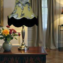 Green Hydrangea Floral Lampshade With Cream Fringe Handmade For Ceiling Lights, Table & Floor Standard Lamp Shades - thumbnail 2
