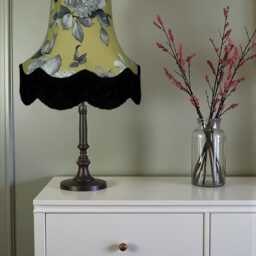 Green Hydrangea Floral Lampshade With Cream Fringe Handmade For Ceiling Lights, Table & Floor Standard Lamp Shades - thumbnail 3
