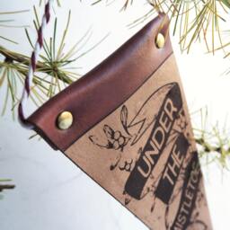 Leather Christmas Decoration - Mistletoe Xmas Ornament, Christmas Tree, Garland, Pennant - thumbnail 3