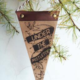 Leather Christmas Decoration - Mistletoe Xmas Ornament, Christmas Tree, Garland, Pennant - thumbnail 2