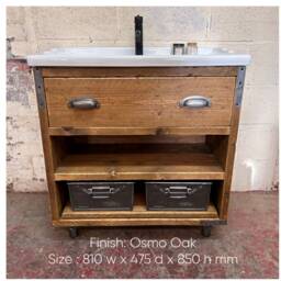 Macclesfield - Handmade Reclaimed Timber Bathroom Vanity Rustic Solid Wood Sink Unit Custom Made - thumbnail 3