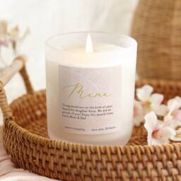 Personalised New Mum Candle Frosted Glass, Soy Wax, Botanical Design