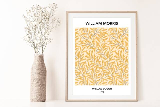 Willow Bough Print, William Morris Art, Exhibition Poster, Floral Art Prints, Yellow Art, Nouveau, Wild Flowers, Fast Delivery - image 1
