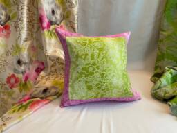 "Designers Guild Yuzen Pillow Cover Pink & Green Quilted Cotton, 18""x18" - thumbnail 1