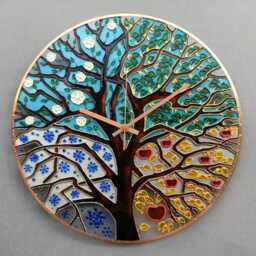 Tree Of Life Large Wall Clock Hand Painted Glass Oversized Art Wedding Gift - thumbnail 2