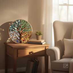Tree Of Life Large Wall Clock Hand Painted Glass Oversized Art Wedding Gift - thumbnail 3