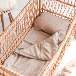 3 Pcs Baby, Toddler Linen Bedding Set in Beige - Cot Bedding Of Duvet Cover, Pillowcase & Fitted Sheet - thumbnail 3