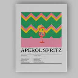 Retro Aperol Spritz Cocktail Recipe Poster Canvas Wall Art Print Decor Picture Ready To Hang - thumbnail 1