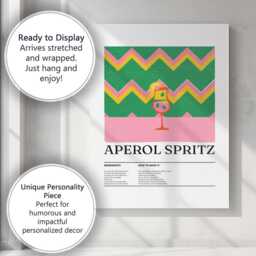 Retro Aperol Spritz Cocktail Recipe Poster Canvas Wall Art Print Decor Picture Ready To Hang - thumbnail 3