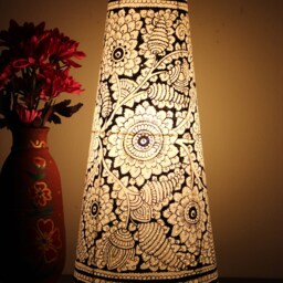 Black Mandala Floral Table Lampshade - thumbnail 2