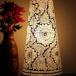 Black Mandala Floral Table Lampshade - thumbnail 3