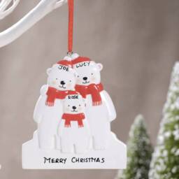 Personalised Bear Family Decoration-Hoilday Deoration-Keepsake-Ornament-Resin-Bear Lovers-Polar Bear-First Christmas-Tree Decoration - thumbnail 3