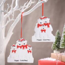 Personalised Bear Family Decoration-Hoilday Deoration-Keepsake-Ornament-Resin-Bear Lovers-Polar Bear-First Christmas-Tree Decoration - thumbnail 2