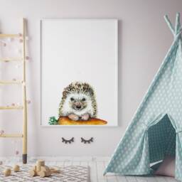 Hedgehog, 29, 7x42 cm, Igel, Print, Animal, Karotte, Friend, Carrot, Urbanjunglestories, Woldlife, Funny - thumbnail 2