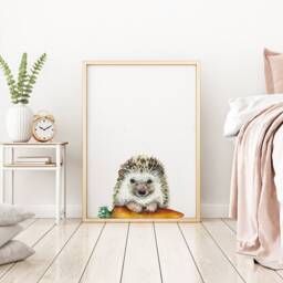 Hedgehog, 29, 7x42 cm, Igel, Print, Animal, Karotte, Friend, Carrot, Urbanjunglestories, Woldlife, Funny - thumbnail 3