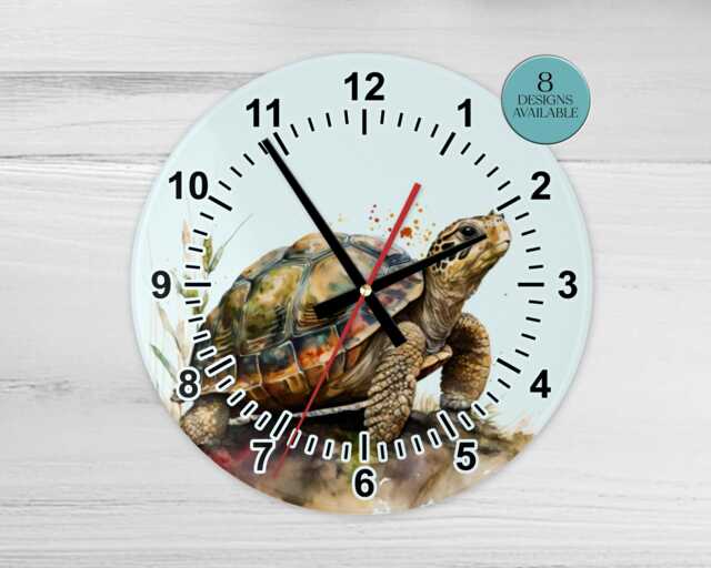 Glass Tortoise Wall Clock - Animal Decor Home - image 1