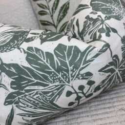 Green Striking Print Cushion Cover - Viscose Linen Blend Pillow Case 12 X 20 - thumbnail 2