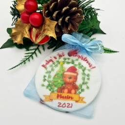 Baby's First Christmas Ornament Personalized Ceramic Keepsake - thumbnail 4