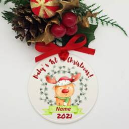 Baby's First Christmas Ornament Personalized Ceramic Keepsake - thumbnail 3
