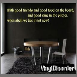 With Good Friends & Food On The Board, Wine in - Vinyl Wall Decal Quotes Sticker Winecellarquotes22Et - thumbnail 1