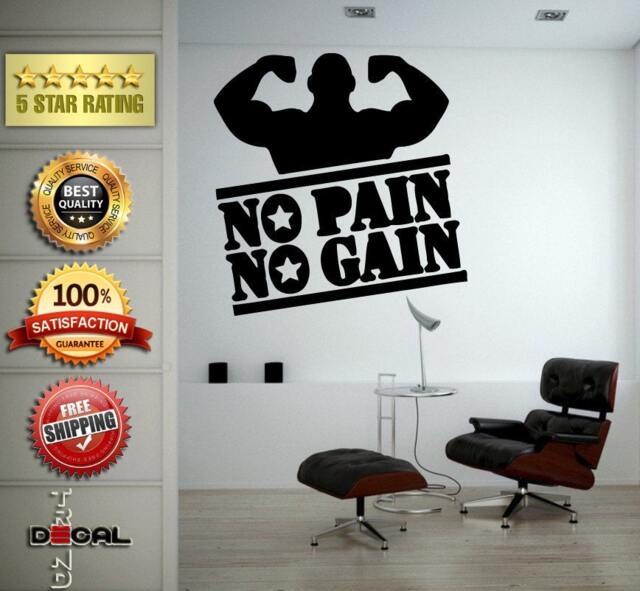 No Pain Gain Lifting Weights Training Gym Athletics Body Building Physical Education Gymnasium Wall Vinyl Sticker Mural Room Decor L1797 - image 1