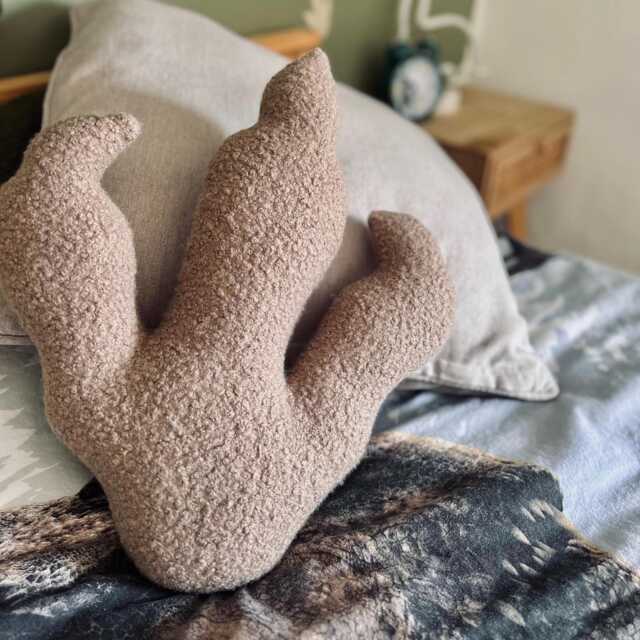 Handmade Dinosaur Footprint Pillow Dark Grey Boucl?? Nursery Cushion - image 1