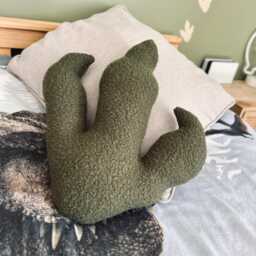 Handmade Dinosaur Footprint Pillow Dark Grey Boucl?? Nursery Cushion - thumbnail 2