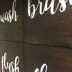 Wash Brush Floss Flush Bathroom Wooden Wall Decor, Wood Rustic Home Farmhouse Style, Fixer Upper Humor - thumbnail 3