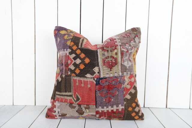 Handmade Kilim Pillow Cover Turkish Bohemian Cushion - 16x16 - image 1