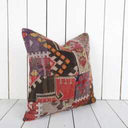 Handmade Kilim Pillow Cover Turkish Bohemian Cushion - 16x16 - thumbnail 3