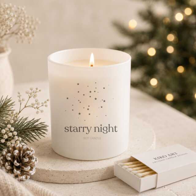 Christmas Engraved Candle - White Matt Jar Cotton Wick Scents+- Your Wishes On The Back Of - image 1