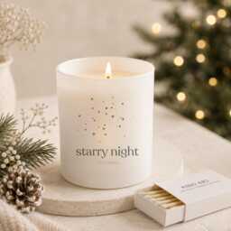 Christmas Engraved Candle - White Matt Jar Cotton Wick Scents+- Your Wishes On The Back Of - thumbnail 1