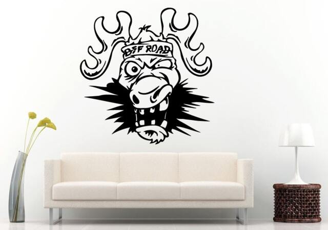 Off Road Sport Utility Vehicle Mountains Rocks Dirt 4 X Crazy Deer Head With Bandanna Wall Decal Vinyl Sticker Mural Room Decor L838 - image 1