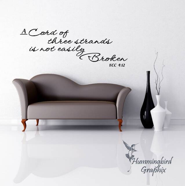 A Cord Of Three Strands, Ecc 412, Wall Decal, Vinyl Art, Quote, Lyrics, Sticker, Biblical Sticker - image 1