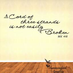 A Cord Of Three Strands, Ecc 412, Wall Decal, Vinyl Art, Quote, Lyrics, Sticker, Biblical Sticker - thumbnail 3
