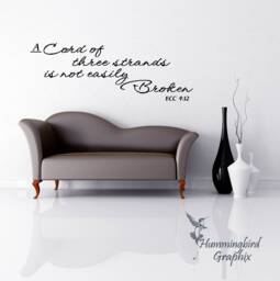 A Cord Of Three Strands, Ecc 412, Wall Decal, Vinyl Art, Quote, Lyrics, Sticker, Biblical Sticker - thumbnail 1