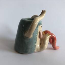 Blue Candlestick Holder, Yoga Lover Gift, Gift For Yoga Teacher, Meditation Pose, Class, Female Body, Spiritual - thumbnail 4