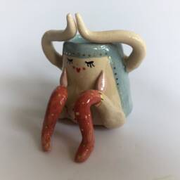 Blue Candlestick Holder, Yoga Lover Gift, Gift For Yoga Teacher, Meditation Pose, Class, Female Body, Spiritual - thumbnail 2