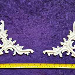 Pair Ornate Applique Panel Louis Xv Floral Gilt White French Style Decorative Wall Furniture Onlay Moulding Pediment Plastic Decoration - thumbnail 3