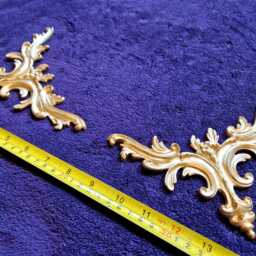 Pair Ornate Applique Panel Louis Xv Floral Gilt White French Style Decorative Wall Furniture Onlay Moulding Pediment Plastic Decoration - thumbnail 2